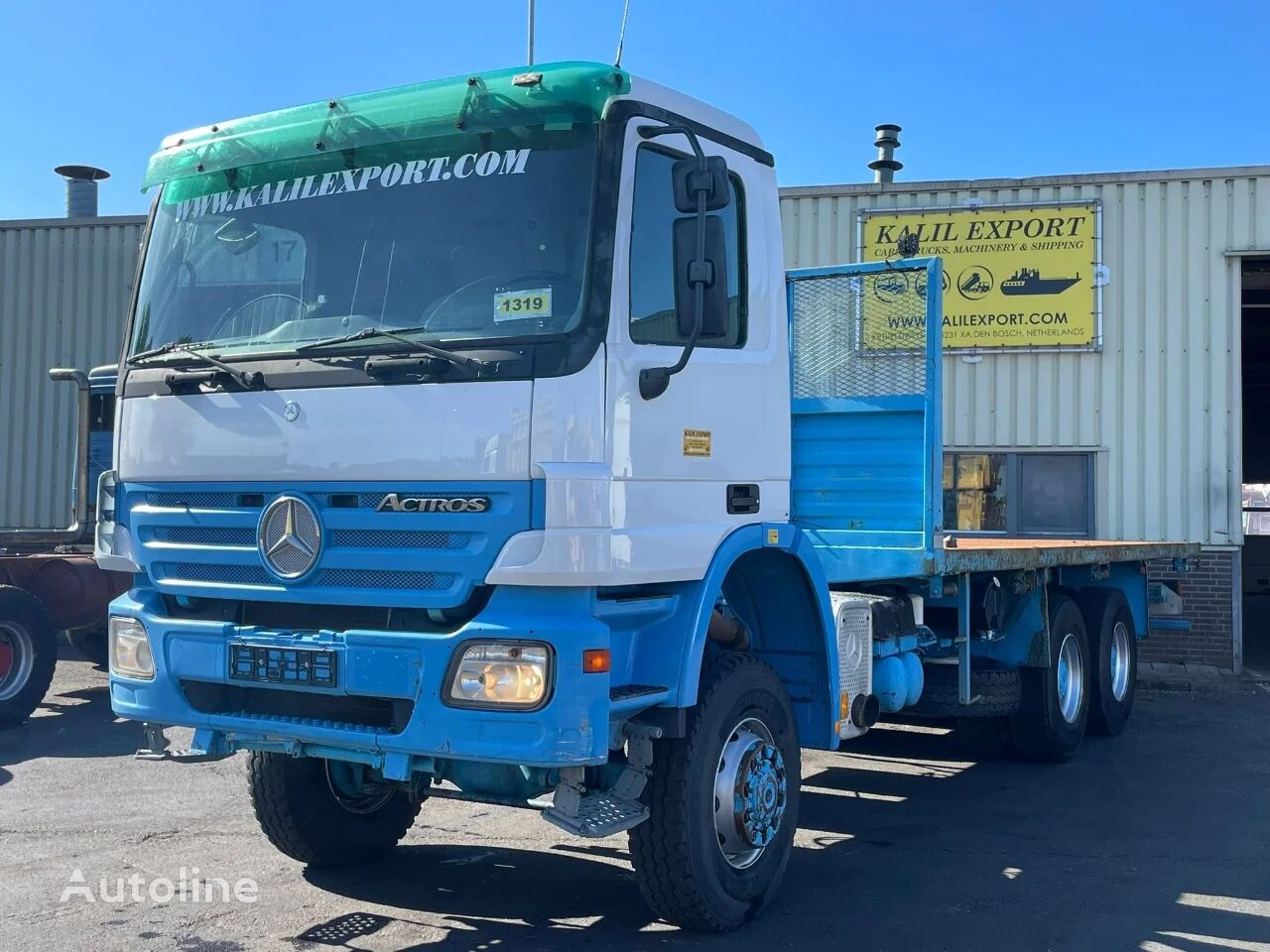 camion plateau Mercedes-Benz Actros 3341 MP2 Platform Twistlocks for 20ft Container 6x6 V6 Bi