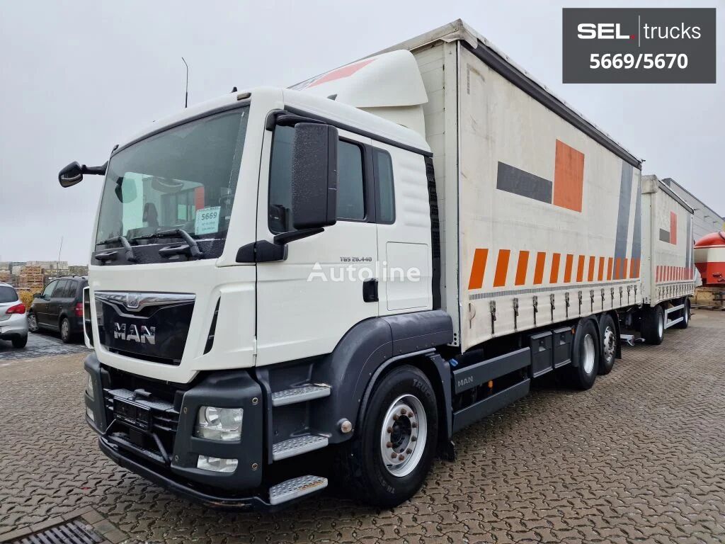 camion rideaux coulissants MAN TGS 26.440 6X2-4 LL / ZF Intarder / Staplerhalterung / Lenkachse