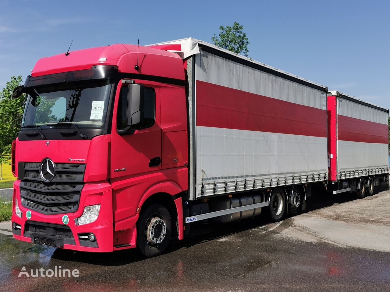 camion rideaux coulissants Mercedes-Benz ACTROS 2545 L + remorque rideaux coulissants