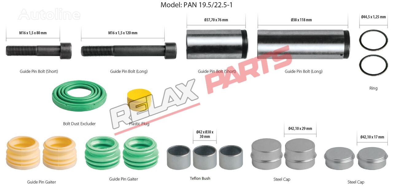 étrier de frein RelaxParts pour semi-remorque WABCO PAN 19,5 / 22,5           Caliper Guides & Seals Repair Kit