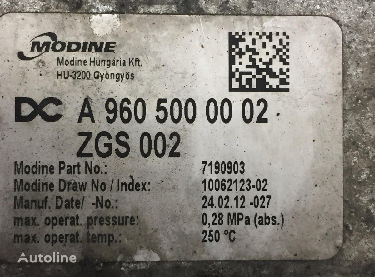 tuyau de refroidissement Modine Actros MP4 2551 (01.12-) pour tracteur routier Mercedes-Benz Actros MP4 Antos Arocs (2012-)